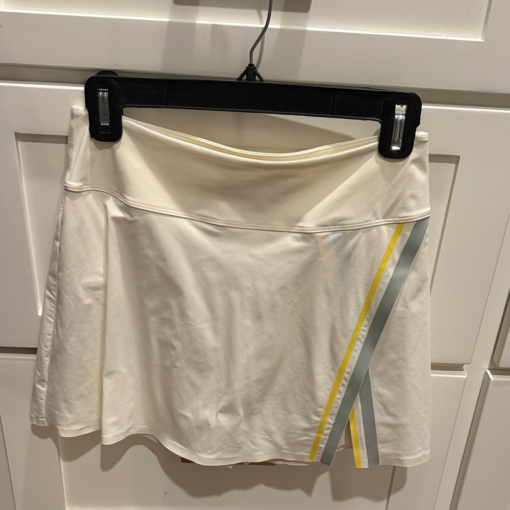 Wilson Cream Mini Skirt with Yellow and Gray Stripes